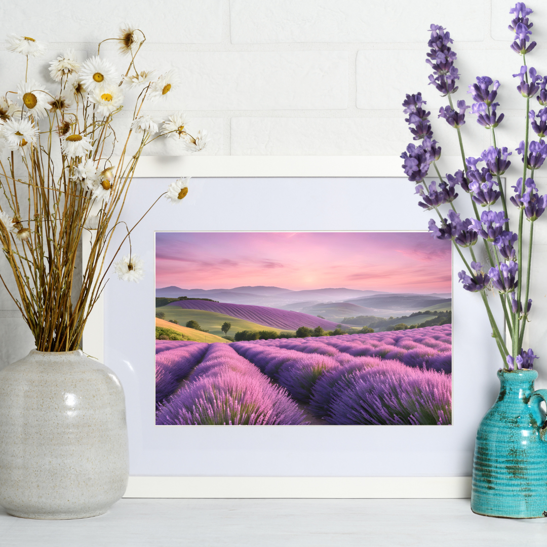 Lavender Bliss Landscape Digital Wall Art Prints