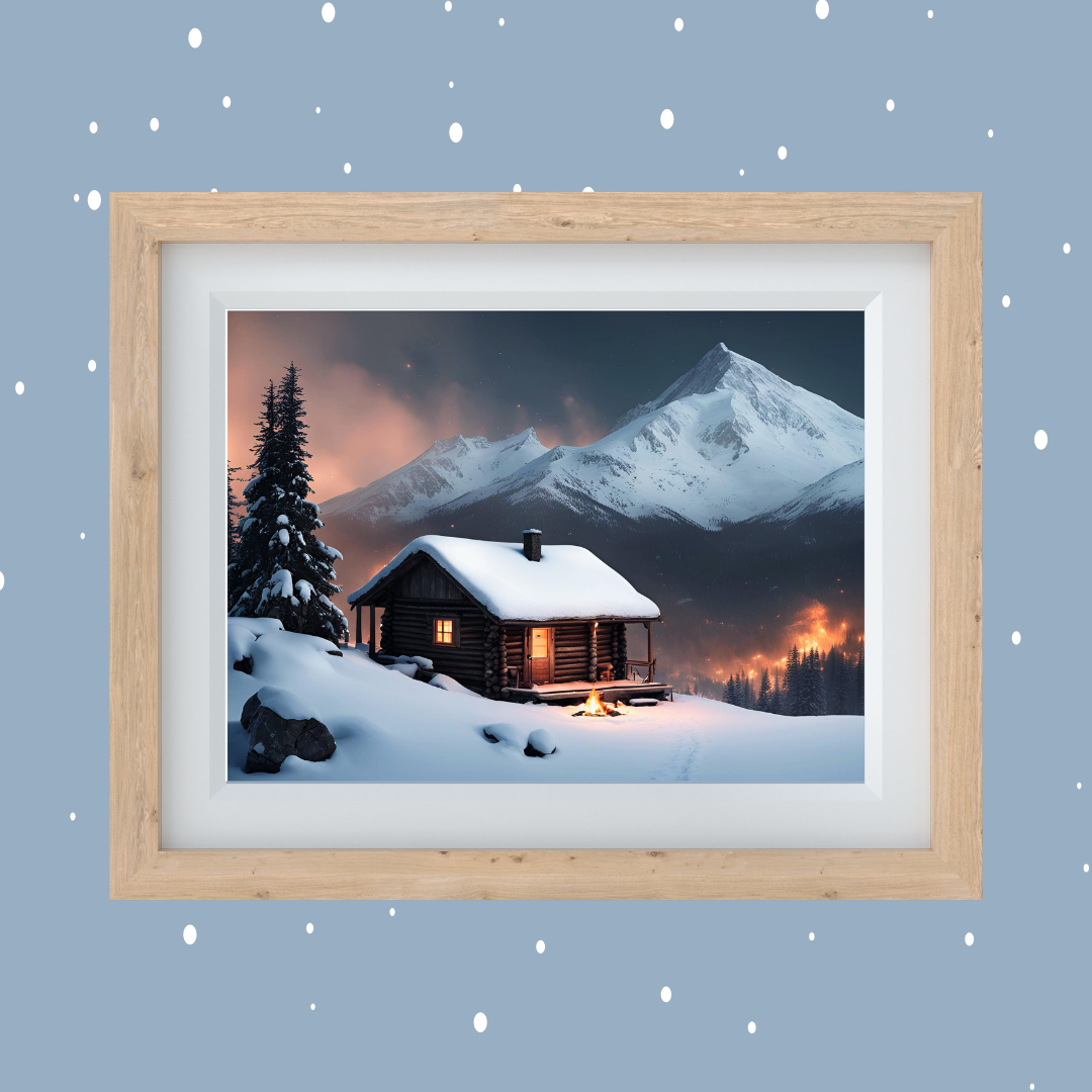 Snowy Mountain Landscape Digital Wall Art Prints