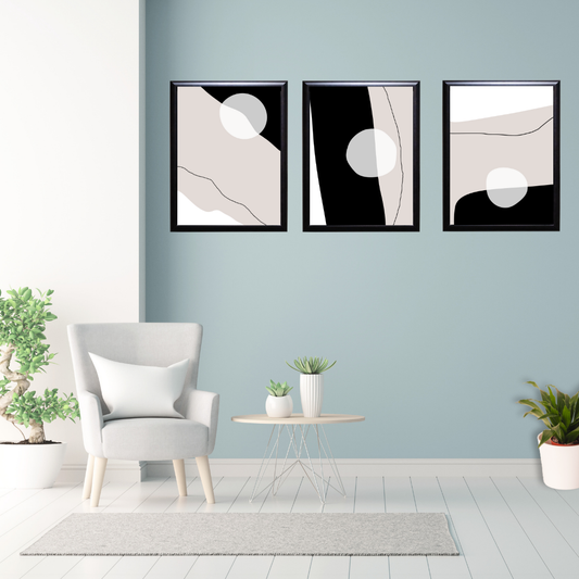 Abstract Shapes Beige Digital Wall Art Prints