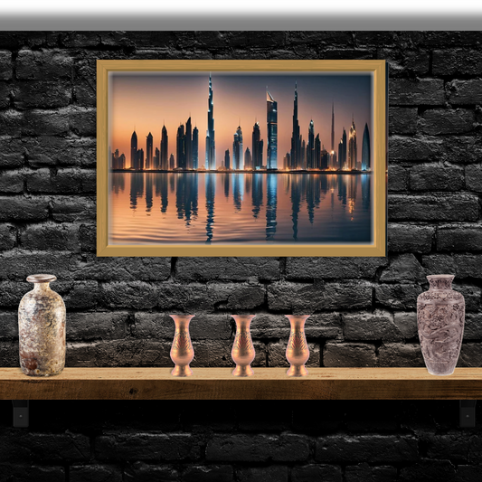 Golden Nights of Dubai Cityscape Digital Wall Art Prints