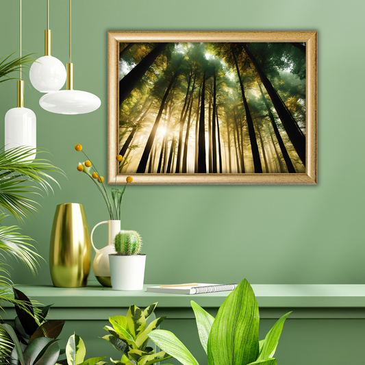 Sunlit Forest Serenity Lanscape Digital Wall Art Prints