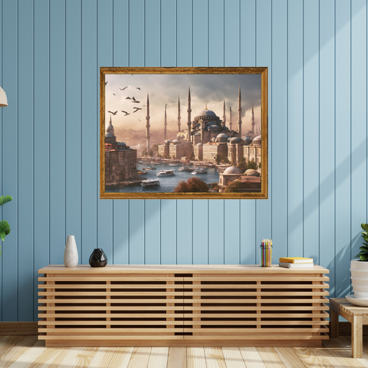 Domes Over Istanbul Cityscape Digital Wall Art Prints