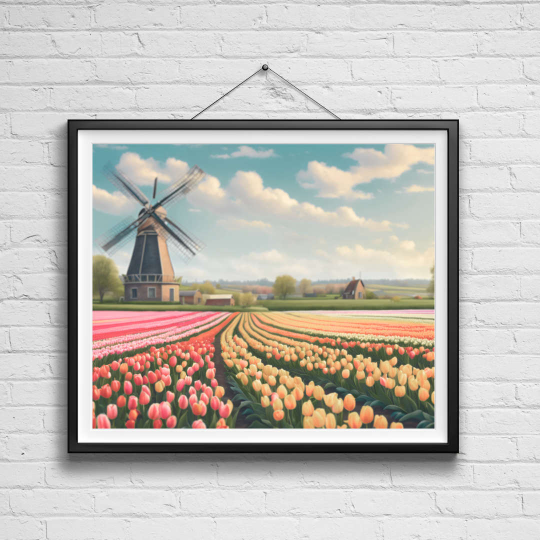 Tulip Fields of Color Landscape Digital Wall Art Prints