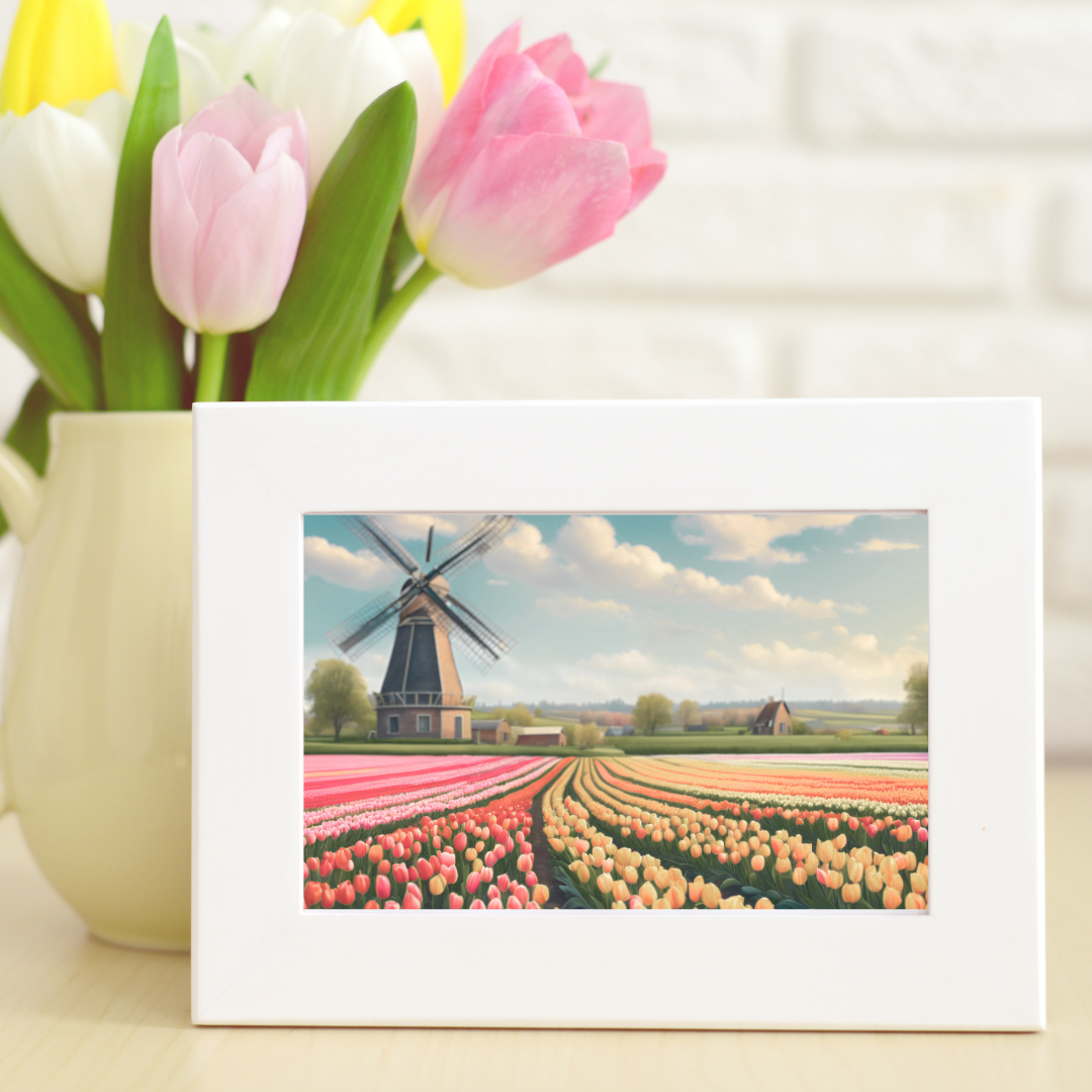 Tulip Fields of Color Landscape Digital Wall Art Prints